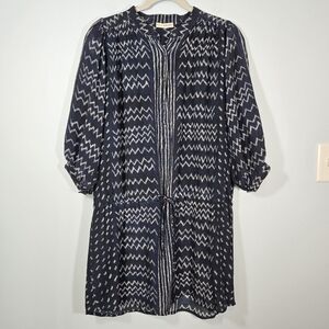 Ulla Johnson Silk Navy and Cream Mini Dress‎ Boho Size M/L